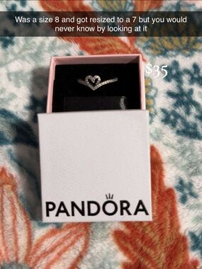 Pandora Silver Heart Ring with White Stones
